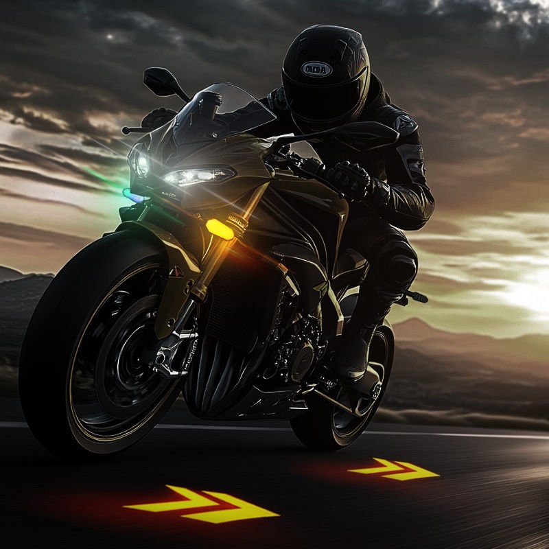 Colorful Motorcycle LED Turn Signal Light with Bright Arrow Projector Lamp - Image 3